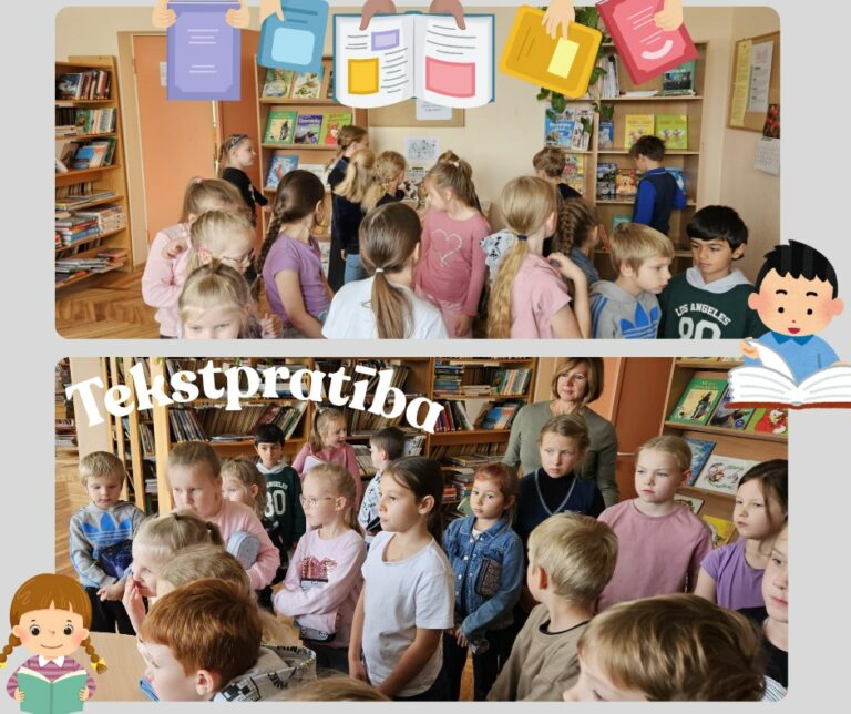 Tekstpratības nodarbība skolas bibliotēkā
