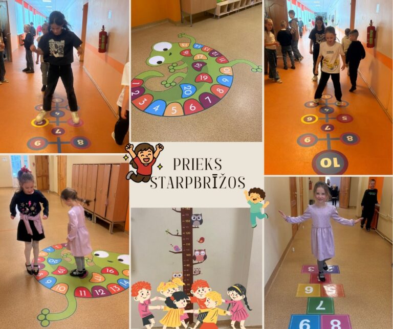 Prieks starpbrīžos – kustīgās grīdas spēles skolas koridoros