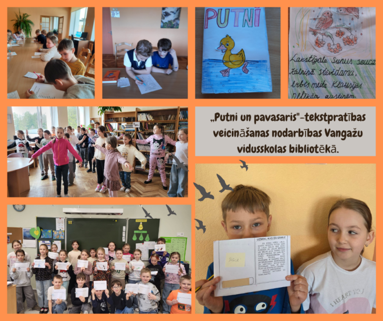 “Putni un pavasaris” – tekstpratības veicināšanas nodarbības Vangažu vidusskolas bibliotēkā
