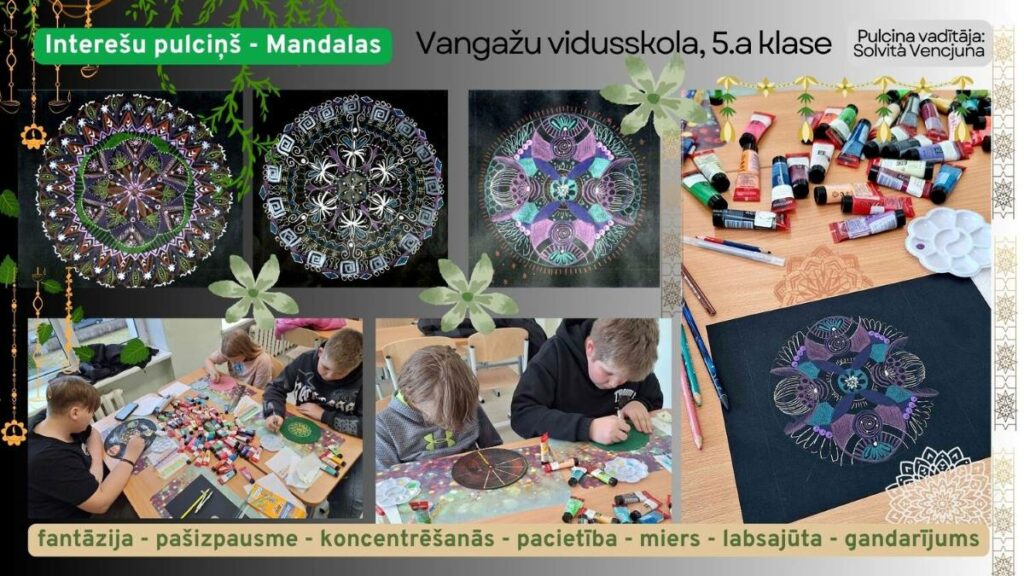 Radošā laboratorija skolā, kur top mandalas